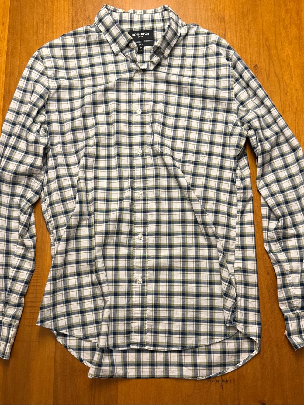 Bonobos Men’s Slim Fit Plaid Button Down Shirt Blue Green
